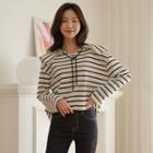 Sailor-collar Tie-neck Stripe T-shirt