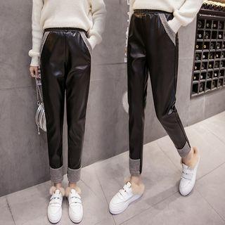 Faux Leather Straight-cut Pants