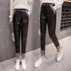 Faux Leather Straight-cut Pants