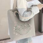 Leaf Print Canvas Tote Bag Floral - Gray - One Size