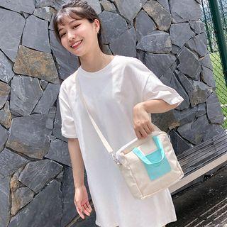 Color-block Two-way Canvas Crossbody Bag