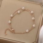 Faux Pearl Alloy Layered Bracelet