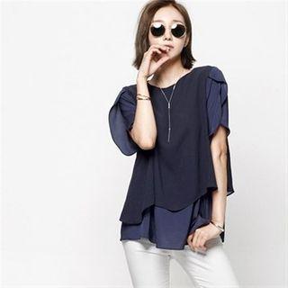 Petal-sleeve Layered Blouse