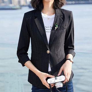 Swan Brooch 3/4-sleeve Blazer