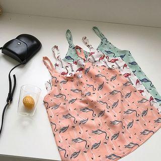 Picture Printed Chiffon Spaghetti-strap Top