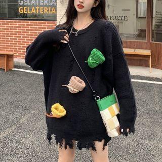 Pop Up Small Cap Round-neck Sweater Black - One Size
