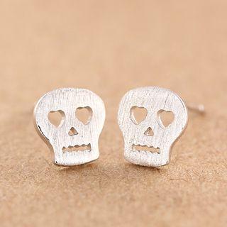 Skull Stud Earring 1 Pair - 925 Silver - As Shown In Figure - One Size