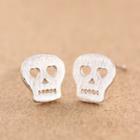 Skull Stud Earring 1 Pair - 925 Silver - As Shown In Figure - One Size
