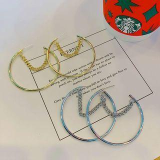 Chained Alloy Open Hoop Earring