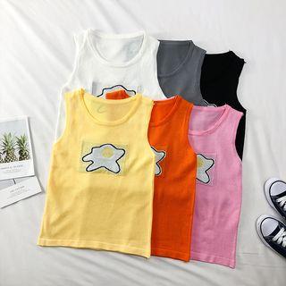 Poached Egg-print Crop Tank Top