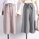 Tie-waist Plaid Wide-leg Pants