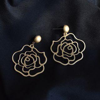 Rose Earring 1 Pair - Steel Needle - Gold - One Size
