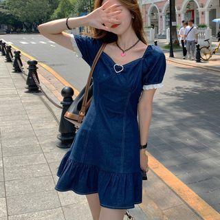 Short-sleeve Denim A-line Dress / Top
