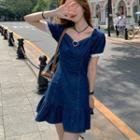 Short-sleeve Denim A-line Dress / Top