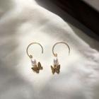 Faux Pearl Butterfly Drop Earring 1 Pair - S925 Silver - As Shown In Figure - One Size