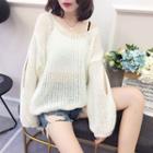 Pointelle Knit Cut-out Sweater