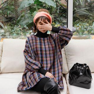 Turtle-neck Tweed Minidress