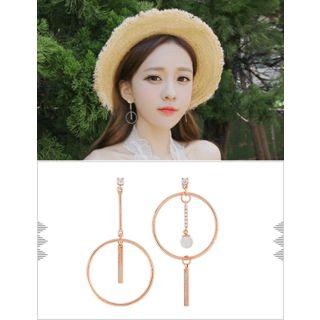 Faux-pearl Rhinestone Circle Dangle Earrings