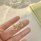 Square Stud Earring 1 Pair - Silver Needle - Gold & Silver - One Size