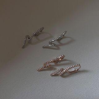 Rhinestone Sterling Silver Clip-on Earring