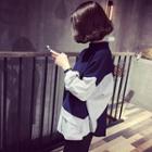 Mock-neck Striped Panel Sweatshirt As Shown In Figure - One Size