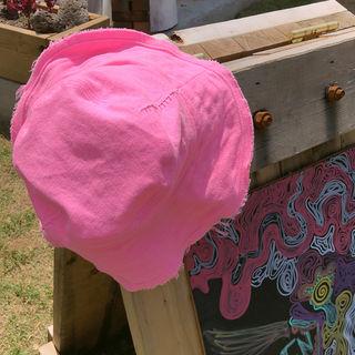 Fray-trim Sun Hat Pink - One Size