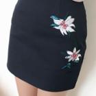 Flower Embroidered Zip-side Mini Skirt