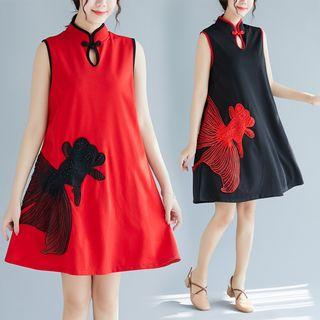 Sleeveless Embroidered Qipao Dress