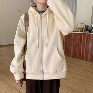 Brushed Fleece-lined Loose-fit Hooded Jacket
