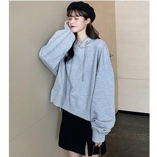Drawstring Split Side Hoodie