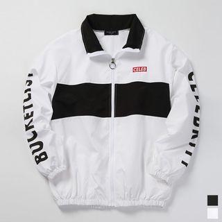 Letter-printed Contrast-trim Jacket