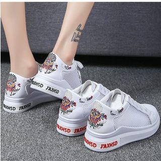 Embroidered Mesh Panel Sneakers