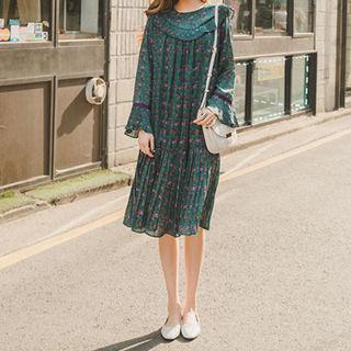 Pleated-detail Floral Print Dress