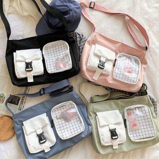 Buckled Paneled Canvas Crossbody Bag