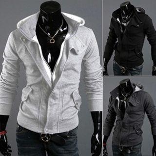 Mock Two-piece Plain Hooded Jacket