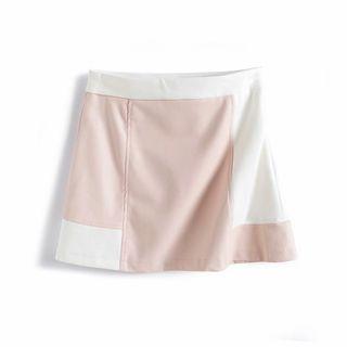 Faux Leather Paneled A-line Skirt