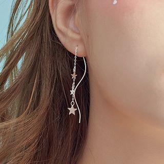 925 Sterling Silver Star & Swirl Dangle Earring 1 Pair - One Size