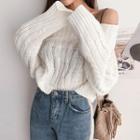 Off-shoulder Cable Sweater