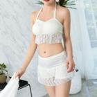 Set: Lace Panel Bikini + Cover-up