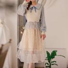 Doll-collar Lace Blouse / Midi Skirt
