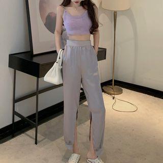 Chain Knit Cropped Camisole Top Purple - One Size