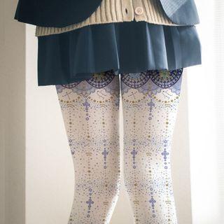 Star Print Tights Sky - Light Purple - One Size