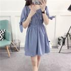 Elastic-waist Short-sleeve A-line Dress