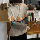 Argyle Sweater Beige & Khaki - One Size