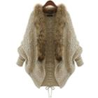 Furry Trim Knit Coat