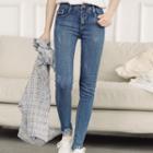 Cutout Hem Slim-fit Jeans