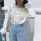 Lace Panel Flared-cuff Blouse
