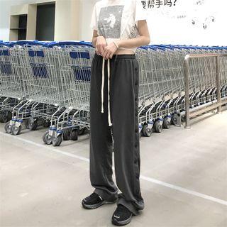 Side Buttoned Straight Leg Pants