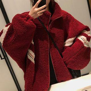 Loose-fit Color-block Lambswool Jacket
