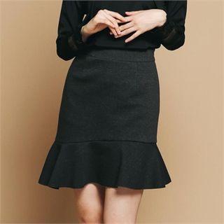 Asymmetric Ruffle-hem Mini Skirt